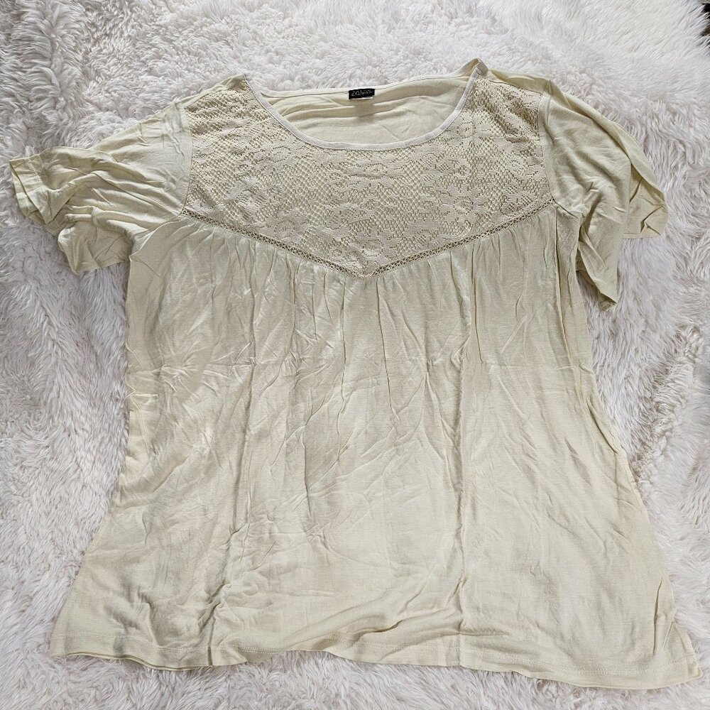 SALON STUDIO OFF-WHITE LACY LOOK TOP - SIZE 3X